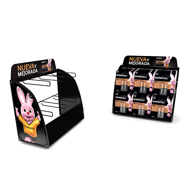 Exhibidor de metal con PVC